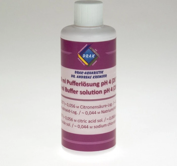 DRAK-Aquaristik pH-Pufferlösung, pH 4, rotgefärbt, 100ml