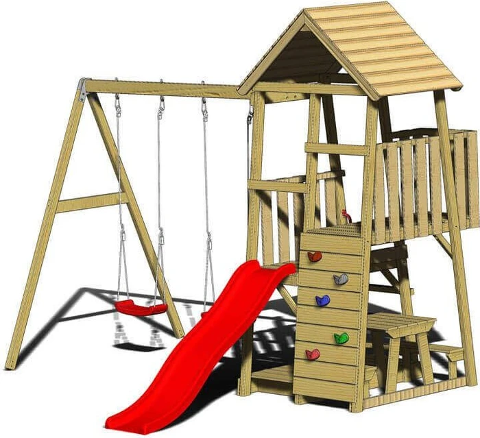 Wendi Toys Spielturm Flamingo mit Rutsche, Schaukel und Kletterwand