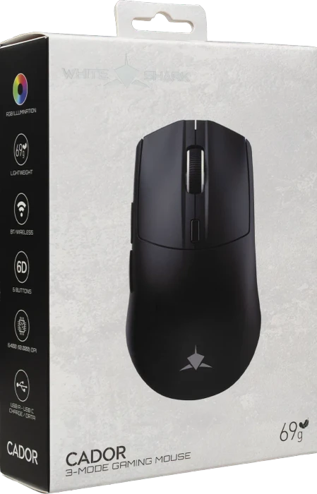 White Shark Cador Wireless Gaming Mouse, schwarz, USB/Bluetooth