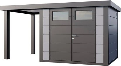Telluria Classico 2724 Gerätehaus inkl. Anbau 1.68m links hellgrau