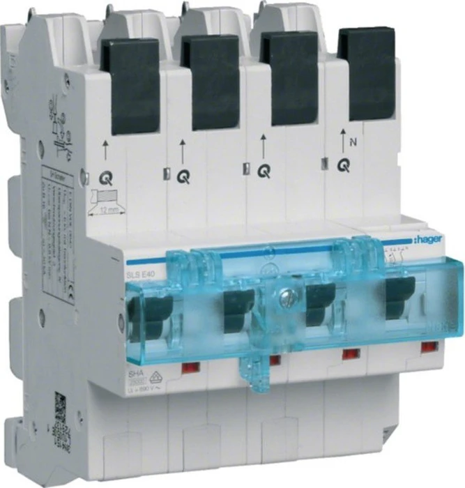 Hager SLS-Schalter 4 polig 3P+N E-Charakteristik 40A für Sammelschiene QuickConnect