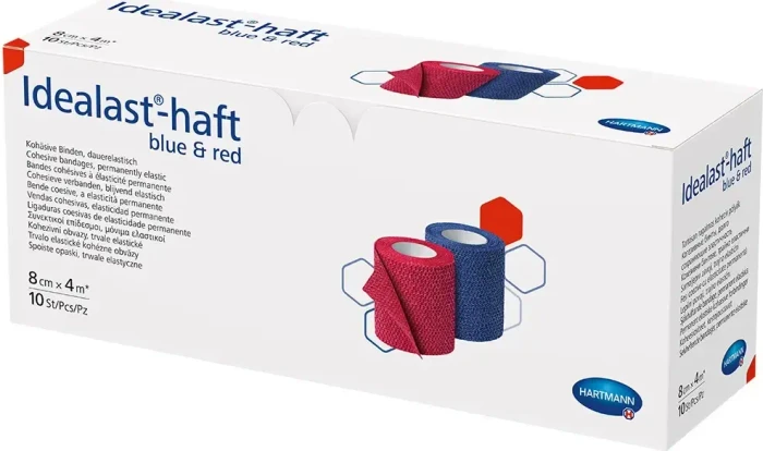 Hartmann Idealast-haft Color Idealbinde blau & rot, 8cm x 4m, 10 Stück