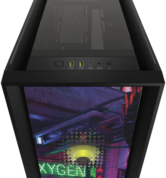 Corsair iCue 5000X RGB Signature Series Neon Night, schwarz, Glasfenster