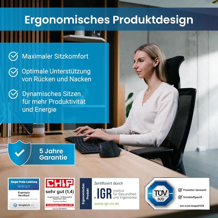 Ergotopia NextBack Bürostuhl, schwarz