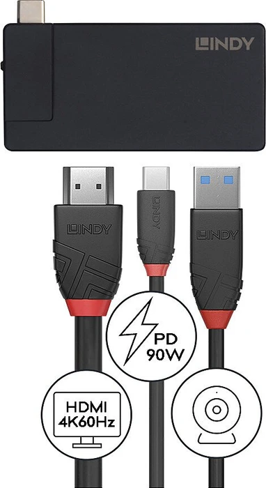 Lindy DST-Micro Dockingstation, Multiport-Adapter, USB-C 3.0 [Stecker]