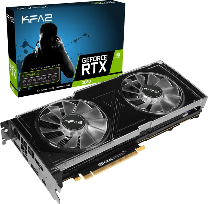 KFA2 GeForce RTX 2080 OC, 8GB GDDR6, HDMI, USB-C, 3x DP
