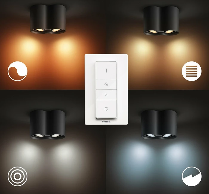 Philips Hue White Ambiance Pillar Spot 2-flammig schwarz