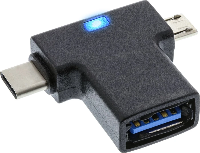 InLine USB-A 3.1 [Buchse] auf USB-C 3.1 [Stecker] oder USB Micro-B [Stecker] OTG T-Adapter schwarz