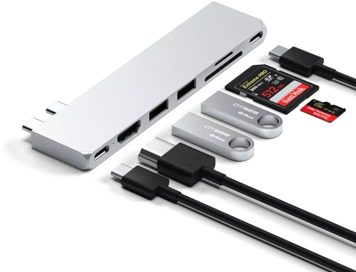 Satechi Pro Hub Slim Adapter, silver, 2x USB4 [Stecker]