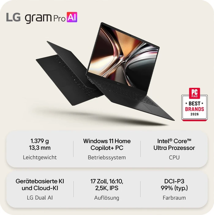 LG gram Pro 17, Core Ultra 7 355, 32GB RAM, 2TB SSD [2026]