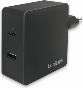 LogiLink Dual-USB-Steckdosenadapter 1x USB-C (PD) 1x USB-A 65W schwarz