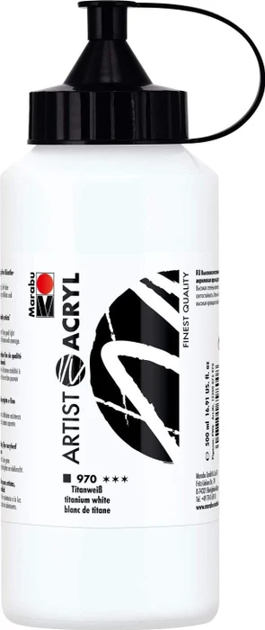 Marabu Artist Acryl Acrylfarbe, titanweiß, 500ml
