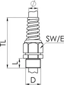Wiska ESKE/1S-L-i 25 Ex-Knickschutzverschraubung, Kunststoff, RAL 9005/5012, M25