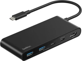Belkin Connect USB-C 7-in-1 Multiport Hub Adapter, USB-C 3.0 [Stecker], schwarz (AVC023hqBK)