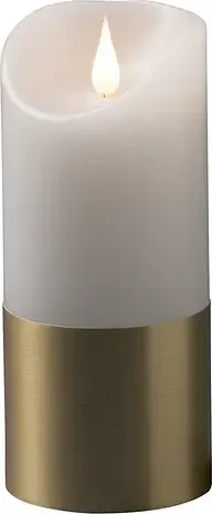 Konstsmide Echtwachskerze 13.5cm weiß/messing LED warmweiß, 1 Stück