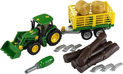 Theo Klein John Deere Traktor mit Holz- und Heuwagen