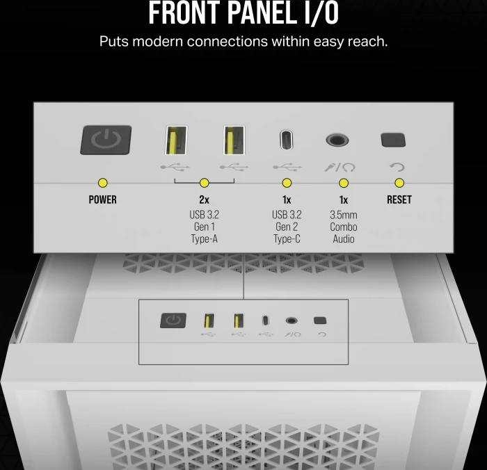 Corsair 5000D Core Airflow, weiß, Glasfenster