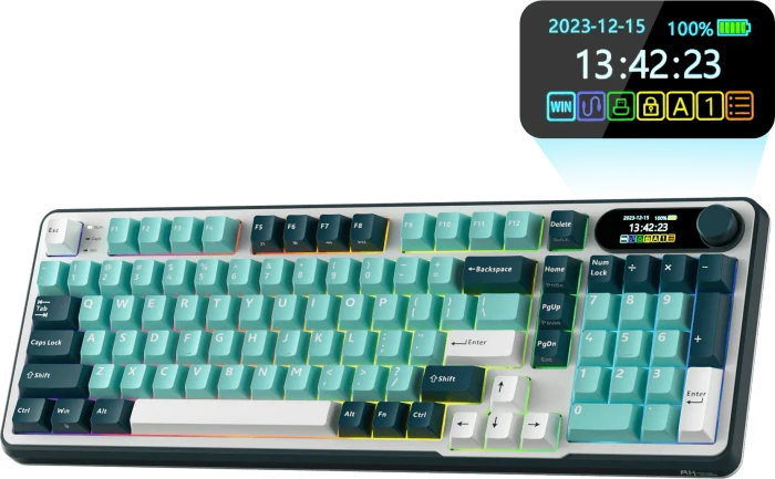 RK Royal Kludge S98, Turquoise Green, 96%, hot-swap, RK Tactile Beige, USB/Bluetooth, US