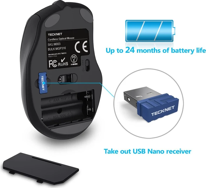 TeckNet Pro 2.4G Wireless, schwarz, USB