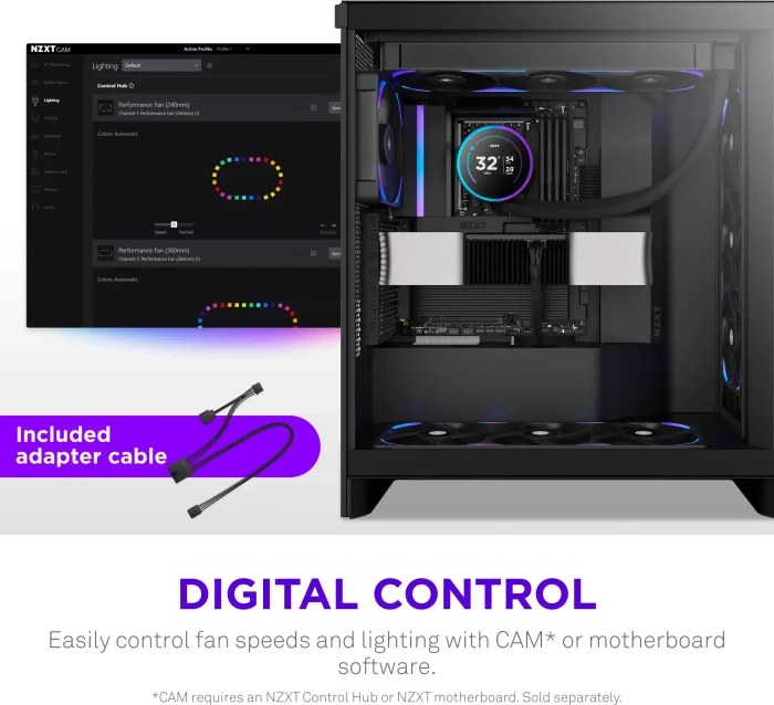 NZXT F Series F360X, schwarz, 3x 120mm