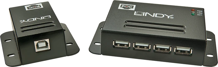 Lindy Cat.5 Extender, schwarz, 4x USB-A 2.0, RJ-45, USB-B 2.0 [Buchse]