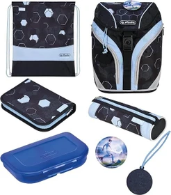 Herlitz SoftLight Plus Greenline Cyber Soccer Schultaschen-Set, 6-tlg.