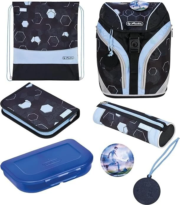 Herlitz SoftLight Plus Greenline Cyber Soccer Schultaschen-Set, 6-tlg.