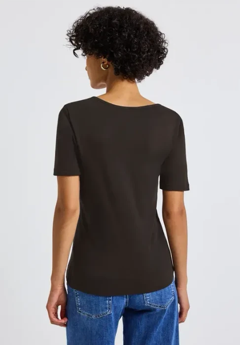 Street One Herzausschnitt T-Shirt kurzarm deep roast brown (Damen)