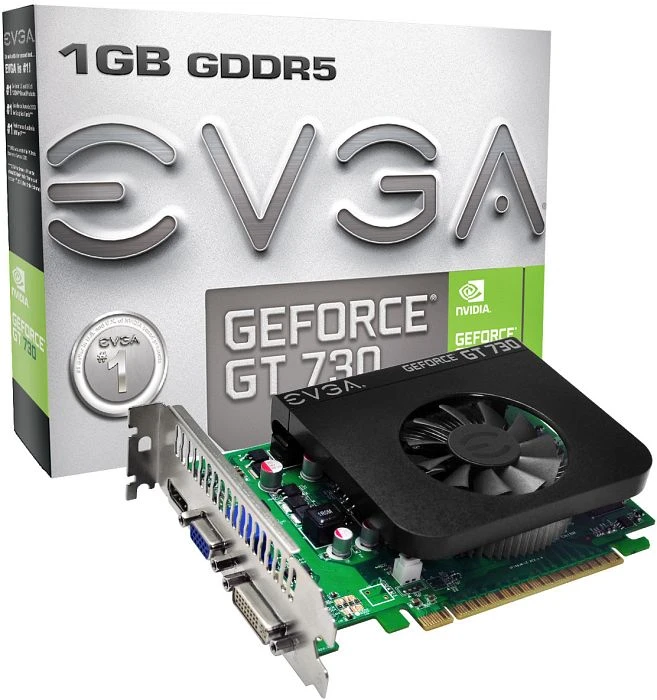 EVGA GeForce GT 730, 1GB GDDR5, VGA, DVI, HDMI