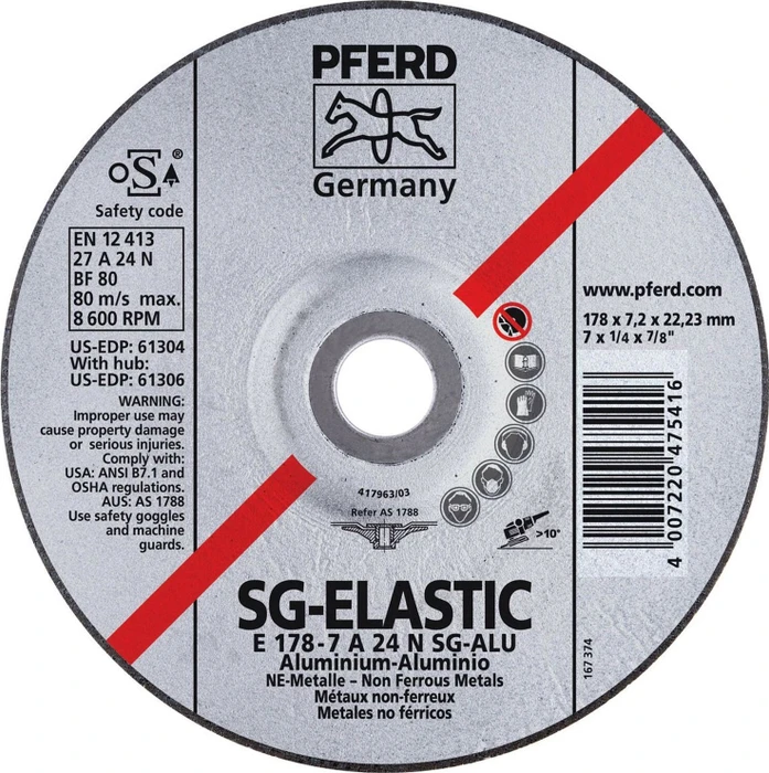 Pferd E 180-7 SG ALU Schleifscheibe, 180x7.2x22.23mm, 10 Stück