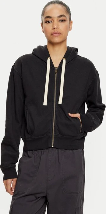 Champion Cropped mit durchgehendem Reißverschluss in Vintage-Waschung Hoodie schwarz (Damen)