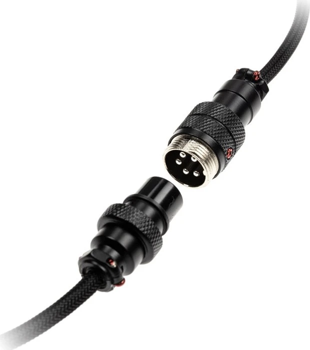 Ducky Premicord Spiralkabel USB-C auf USB-A, Tastaturkabel (Spiral-Textilkabel), 1.8m, Phantom Black