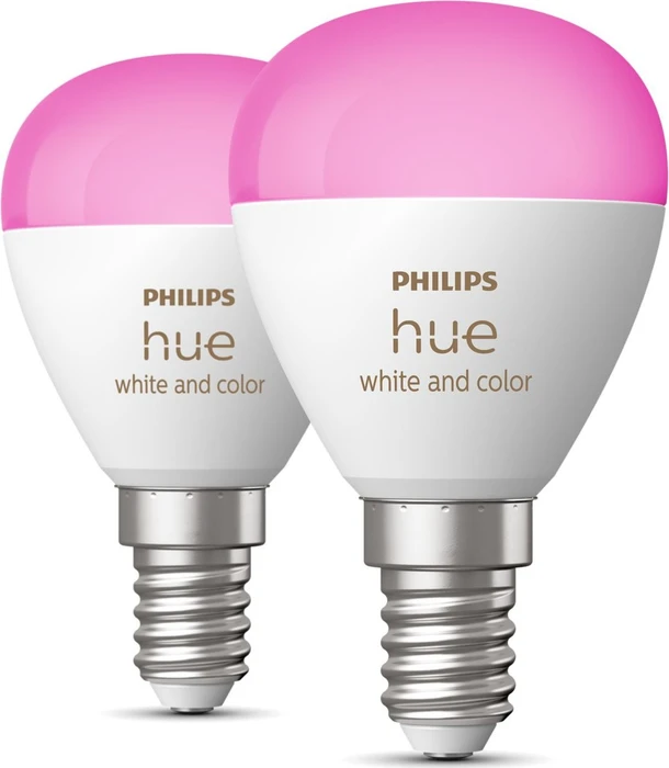 Philips Hue White and color ambiance Glühbirne Kugel E14 470lm (2Stk.) Image