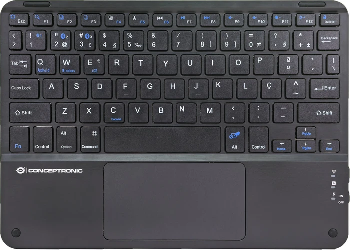 Conceptronic TOBIN01BPT 10-Zoll-Bluetooth-Tastatur mit Touchpad, Bluetooth, PT