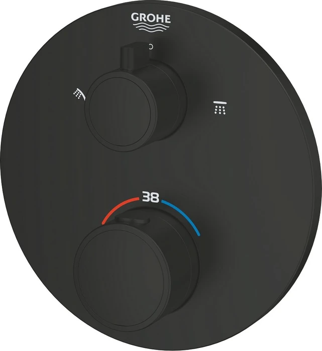 Grohe Thermostat-Brausebatterie mit integrierter 2-Wege-Umstellung schwarz matt