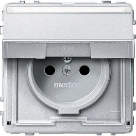 Merten Aquadesign Steckdose mit Schutzkontaktstift, aluminium