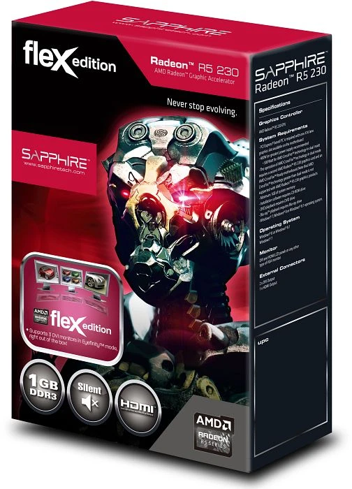 Sapphire Radeon R5 230 FleX, 1GB DDR3, 2x DVI, HDMI, lite retail