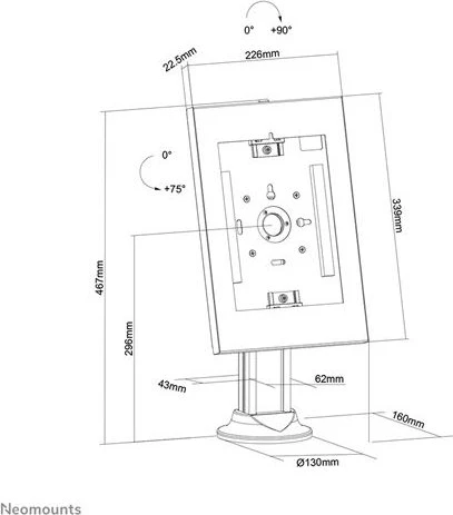 Neomounts Tischhalterung, Tablet-Stand 7.9-11", weiß
