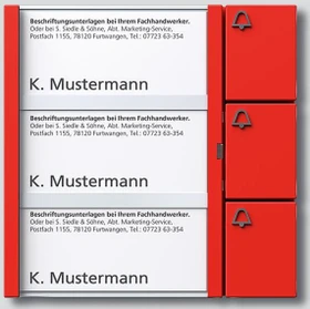 Siedle Tastenmodul TM 612-3 RAL, rot, 3 Ruftasten