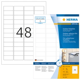 Herma Etiketten Outdoor, 45.7x21.2mm, wetterfest, weiß, matt, 40 Blatt (1920 Etiketten)