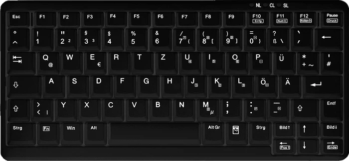 Contour Design Active Key kompakte Mini-Tastatur im Notebook-Design, schwarz, USB, DE