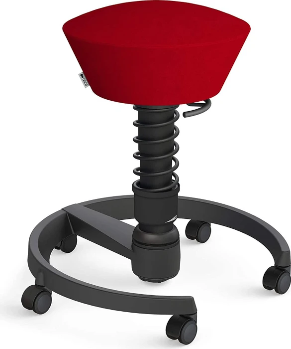 Aeris Swopper New Edition Bürohocker mit Rollen, Feder Standard, Gestell Alu schwarz, Bezug Mikrofaser Comfort rot