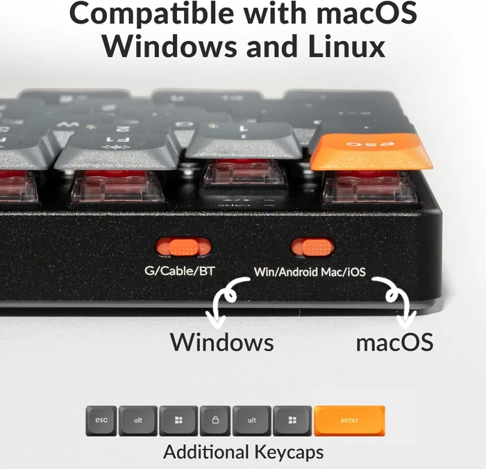 Keychron K5 Max, grau, LEDs RGB, hot-swap, Gateron LOW PROFILE 2.0 RED, USB/Bluetooth, DE