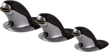 Fellowes Penguin beidhändige vertikale Maus, kabellos, Größe L, schwarz/silber, USB