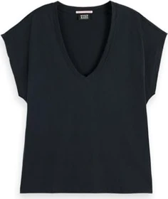 Scotch & Soda Core Slub V-Neck T-Shirt kurzarm schwarz (Damen)