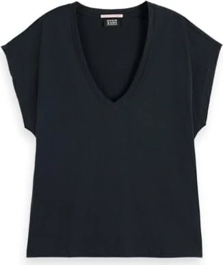 Scotch & Soda Core Slub V-Neck T-Shirt kurzarm schwarz (Damen)