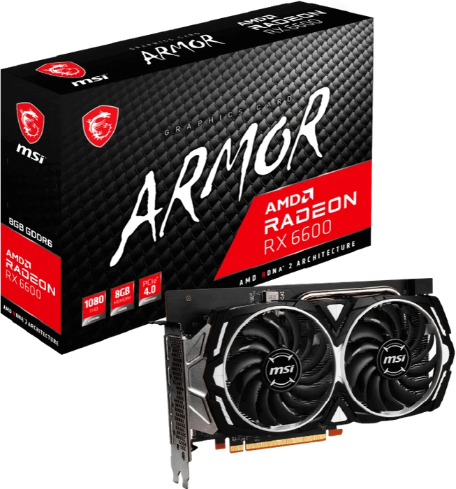 MSI Radeon RX 6600 Armor 8G, 8GB GDDR6, HDMI, 3x DP