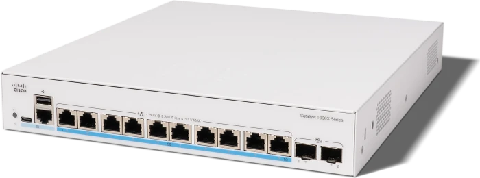 Cisco Catalyst 1300X Rackmount 5G Managed Switch, 10x RJ-45, 2x SFP28, 385W PoE++