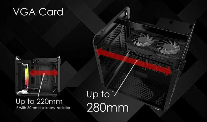Raijintek Metis Evo TGS, schwarz, Glasfenster, Mini-ITX