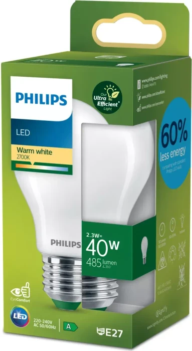 Philips LED CLA 40W A60 E27 FR UE SRT4 2.3W/827